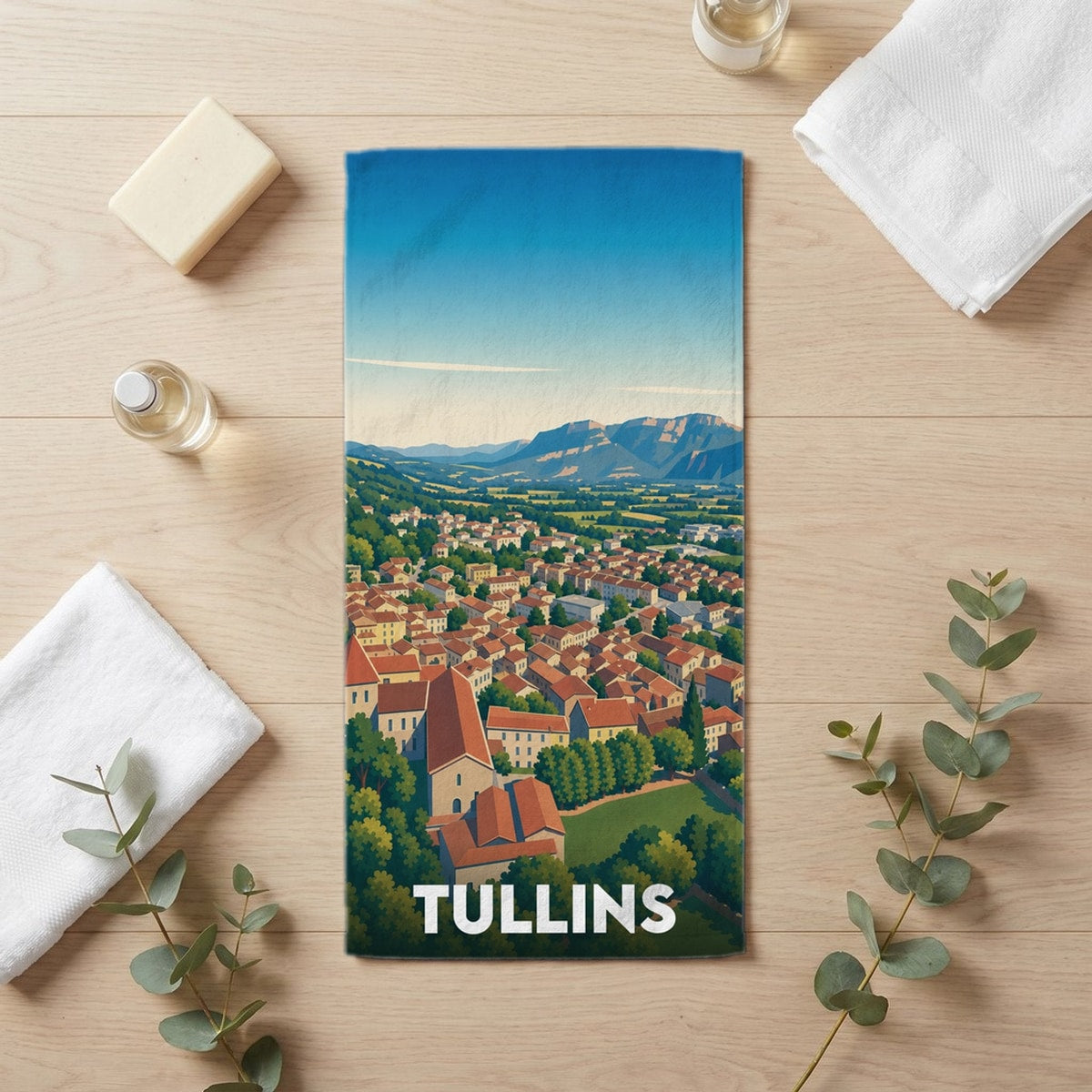 Serviette de bain 30 cm x 60 cm souvenir de Tullins