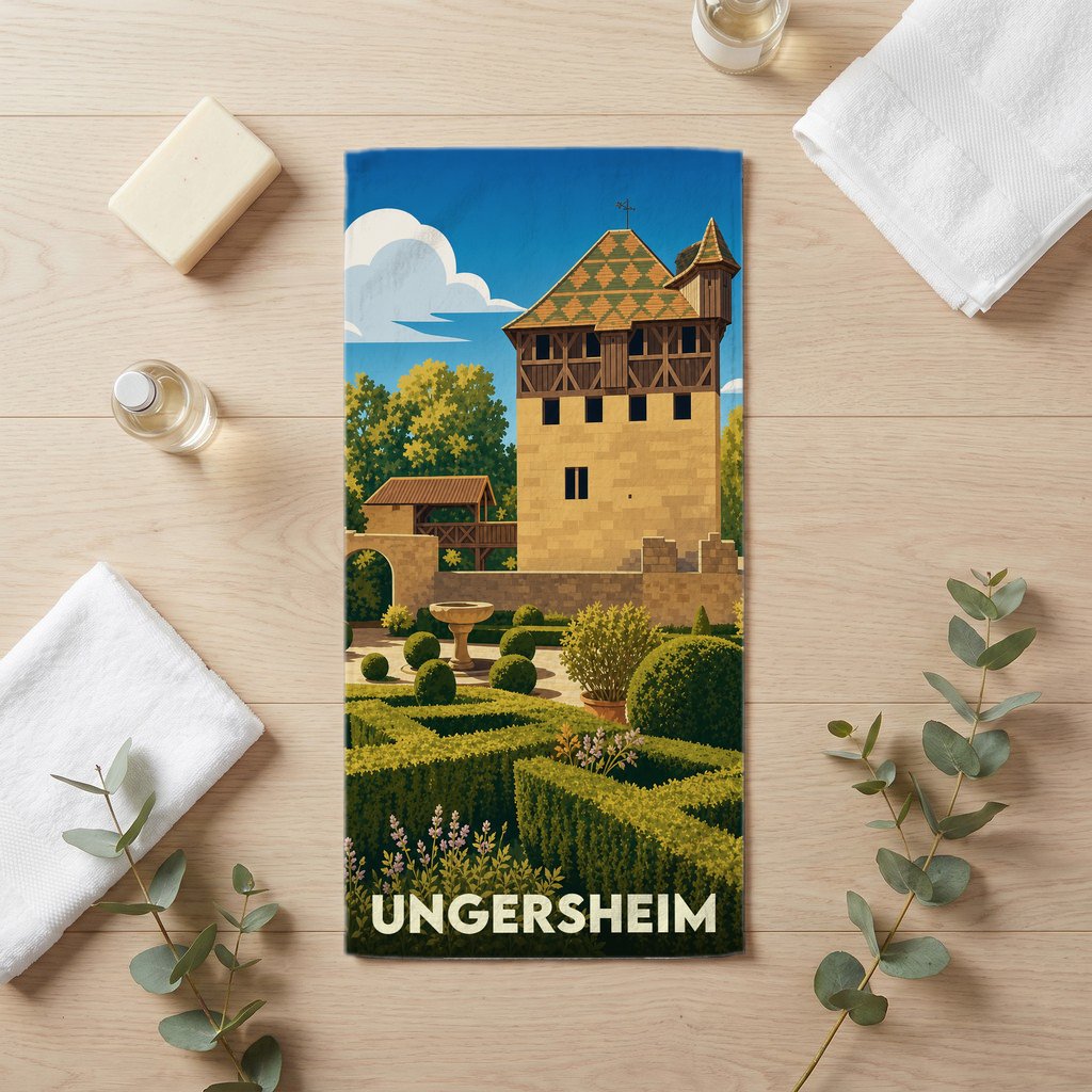 Serviette de bain 30 cm x 60 cm souvenir de Ungersheim