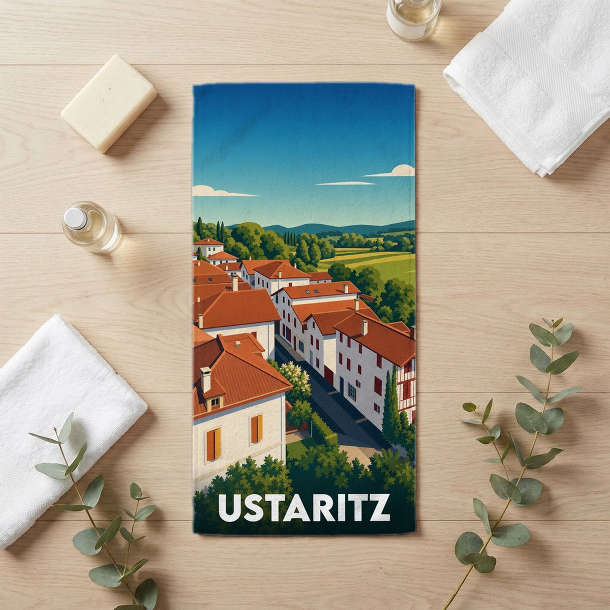 Serviette de bain 30 cm x 60 cm souvenir de Ustaritz