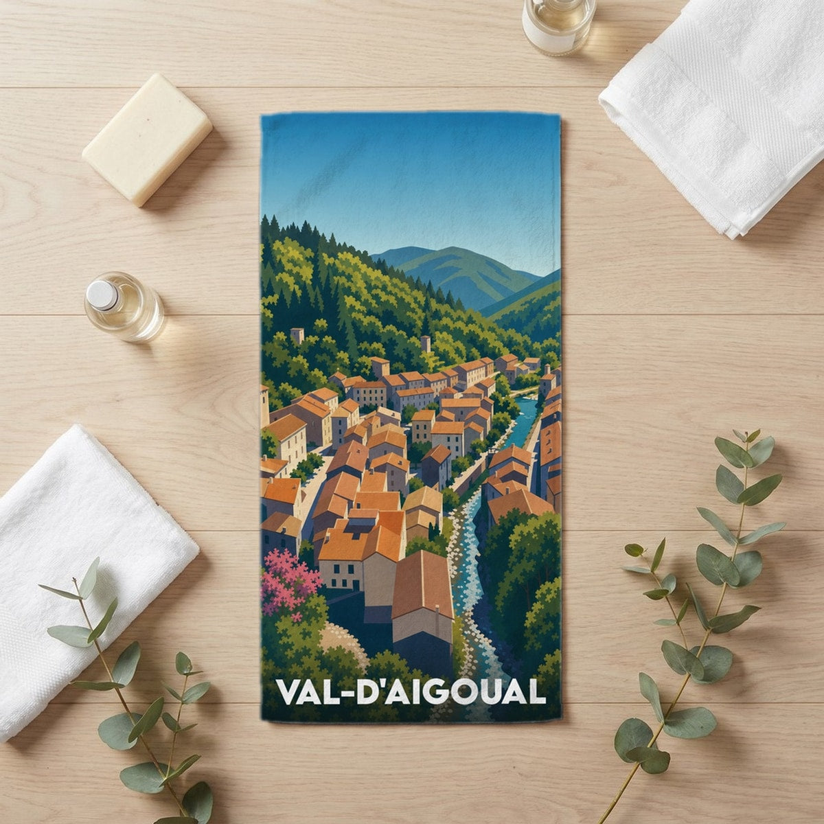 Serviette de bain 30 cm x 60 cm souvenir de Val-d'Aigoual