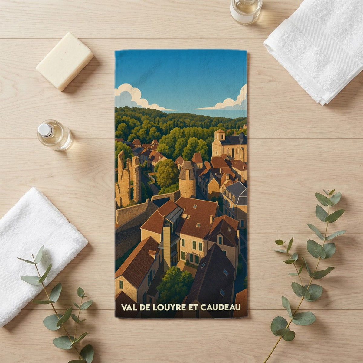 Serviette de bain 30 cm x 60 cm souvenir de Val de Louyre et Caudeau