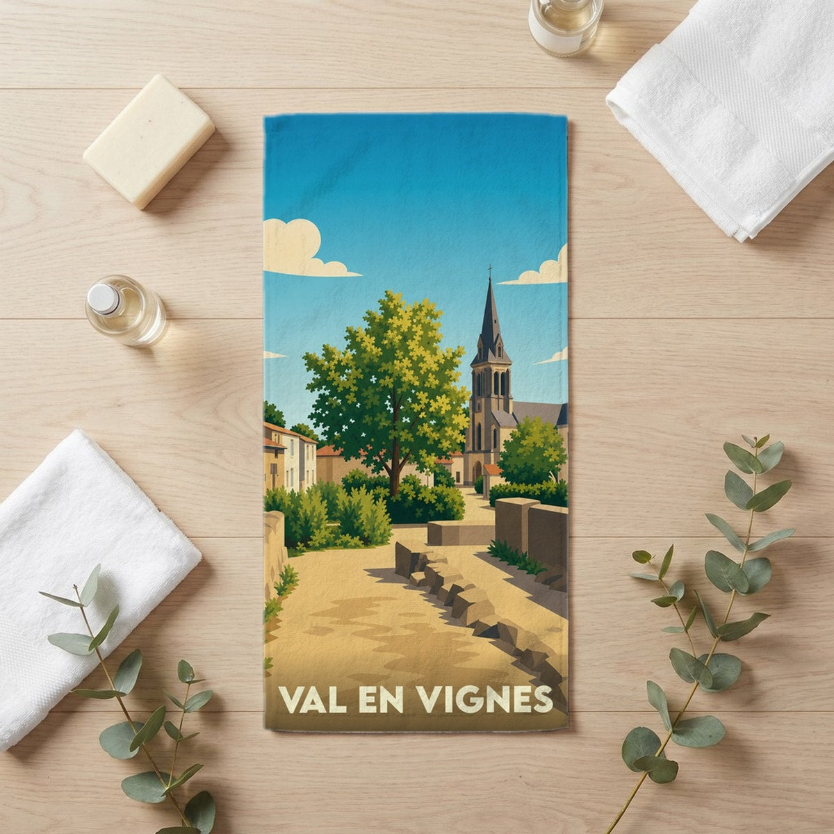 Serviette de bain 30 cm x 60 cm souvenir de Val en Vignes
