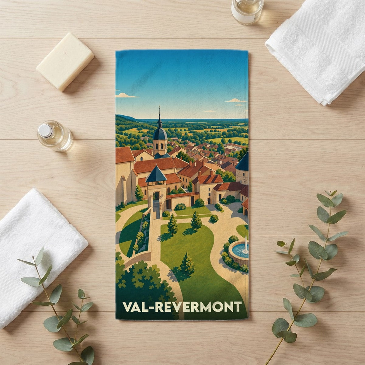 Serviette de bain 30 cm x 60 cm souvenir de Val-Revermont