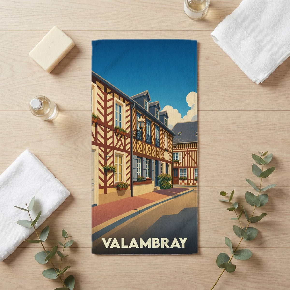 Serviette de bain 30 cm x 60 cm souvenir de Valambray