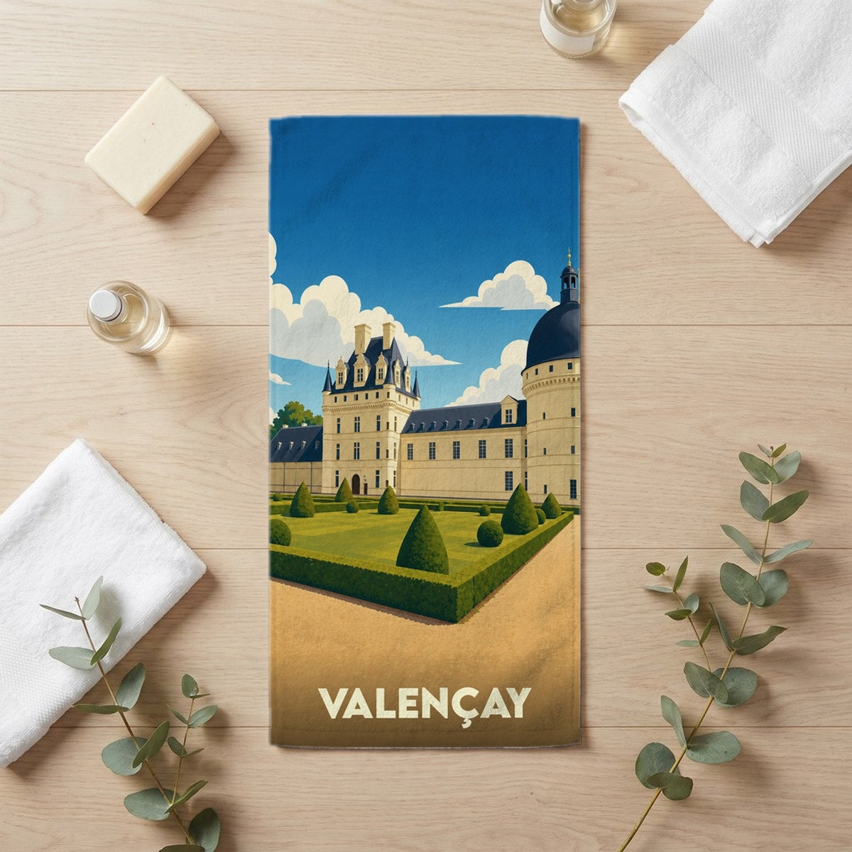 Serviette de bain 30 cm x 60 cm souvenir de Valençay