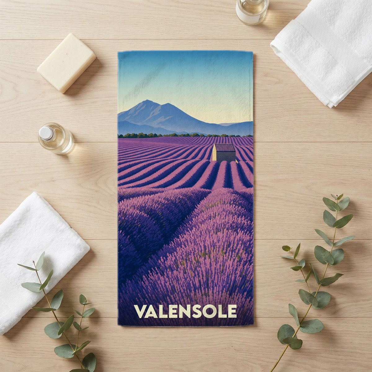Serviette de bain 30 cm x 60 cm souvenir de Valensole