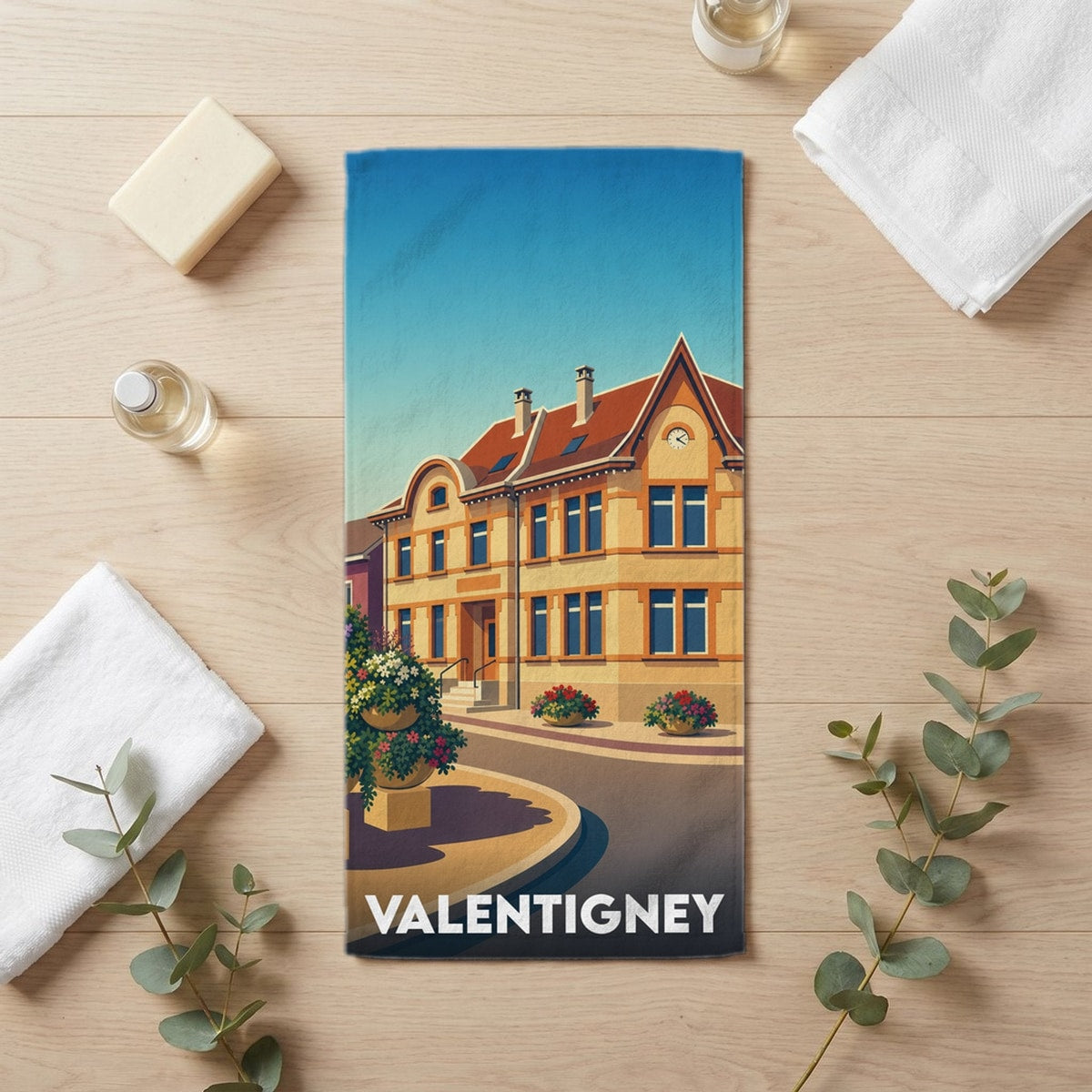 Serviette de bain 30 cm x 60 cm souvenir de Valentigney