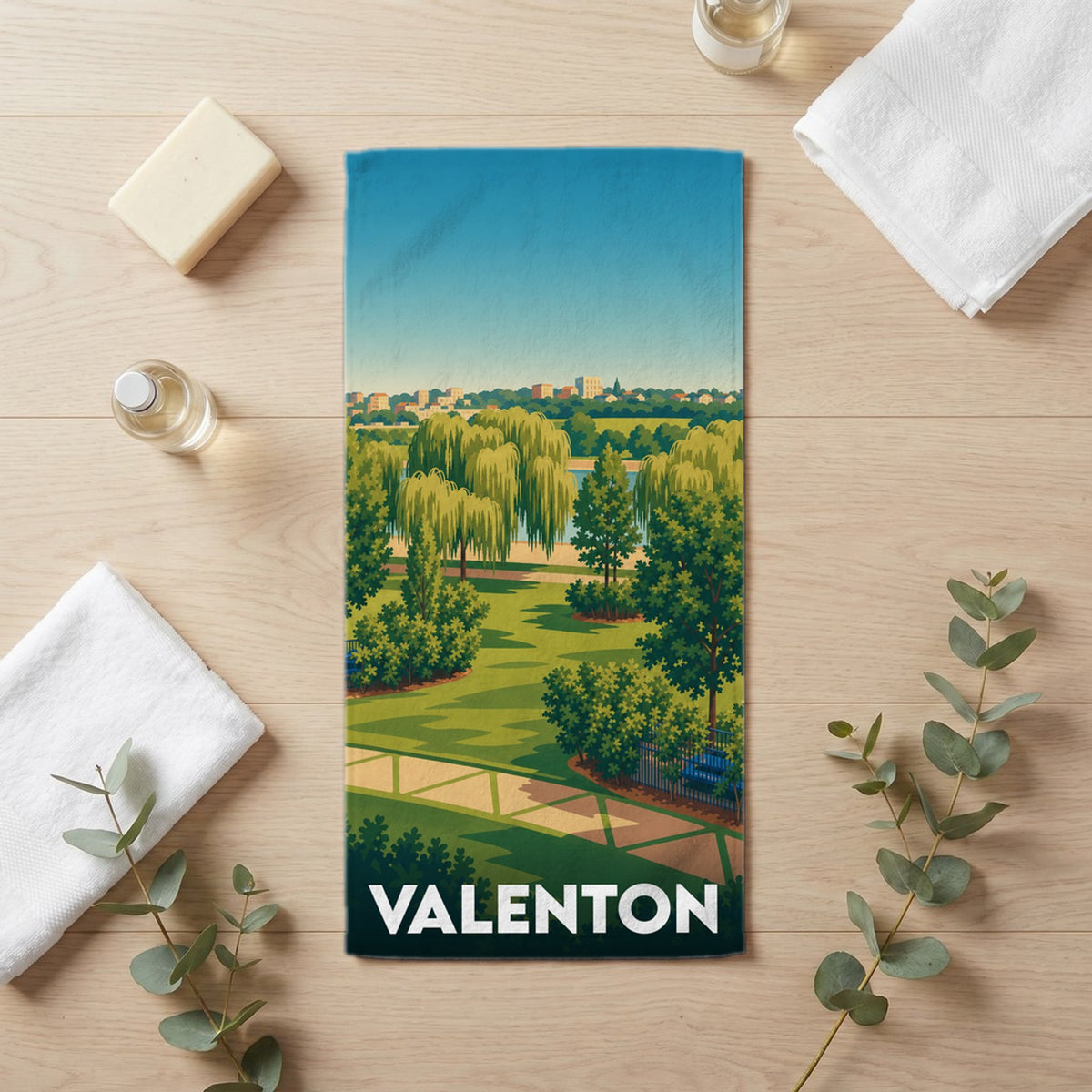 Serviette de bain 30 cm x 60 cm souvenir de Valenton