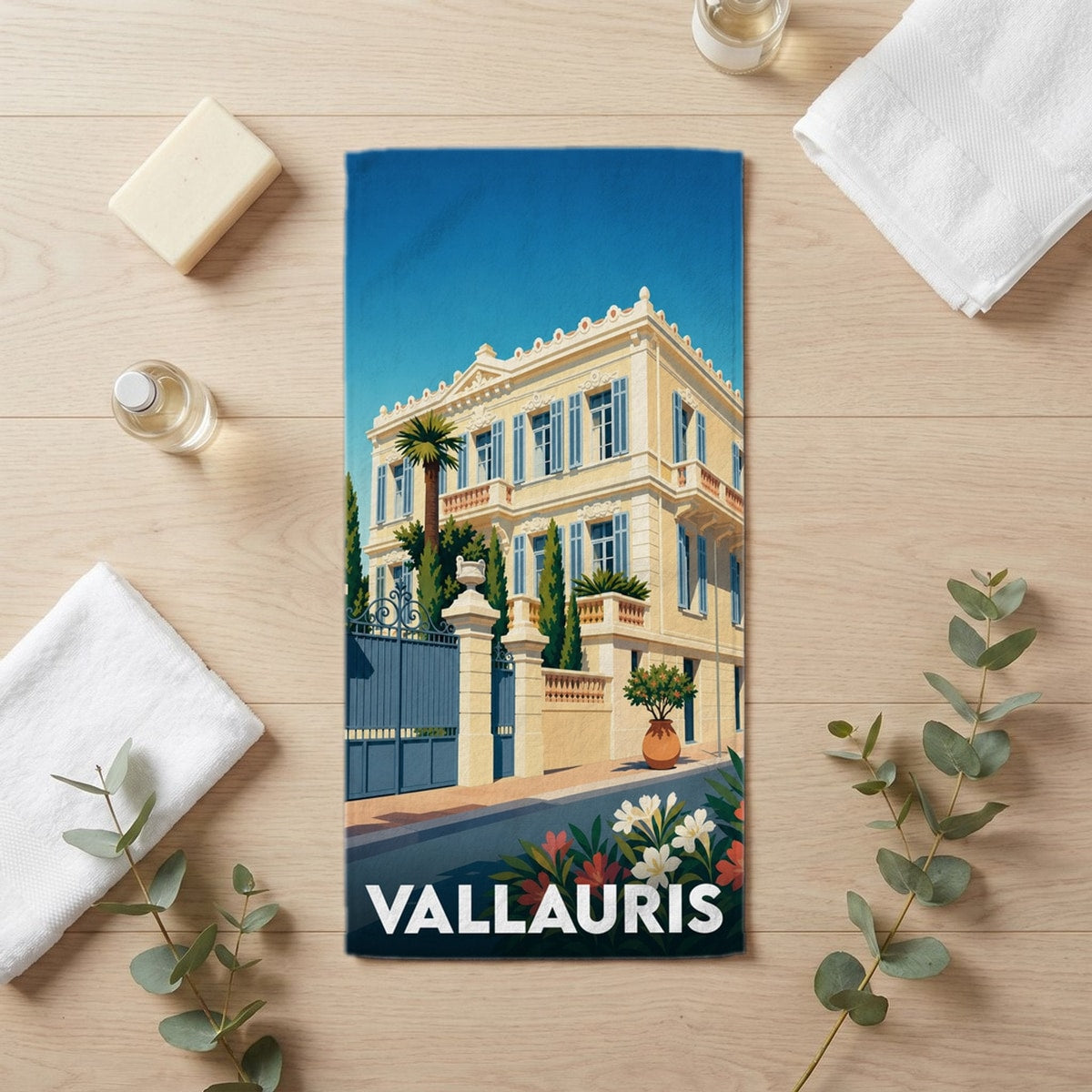 Serviette de bain 30 cm x 60 cm souvenir de Vallauris