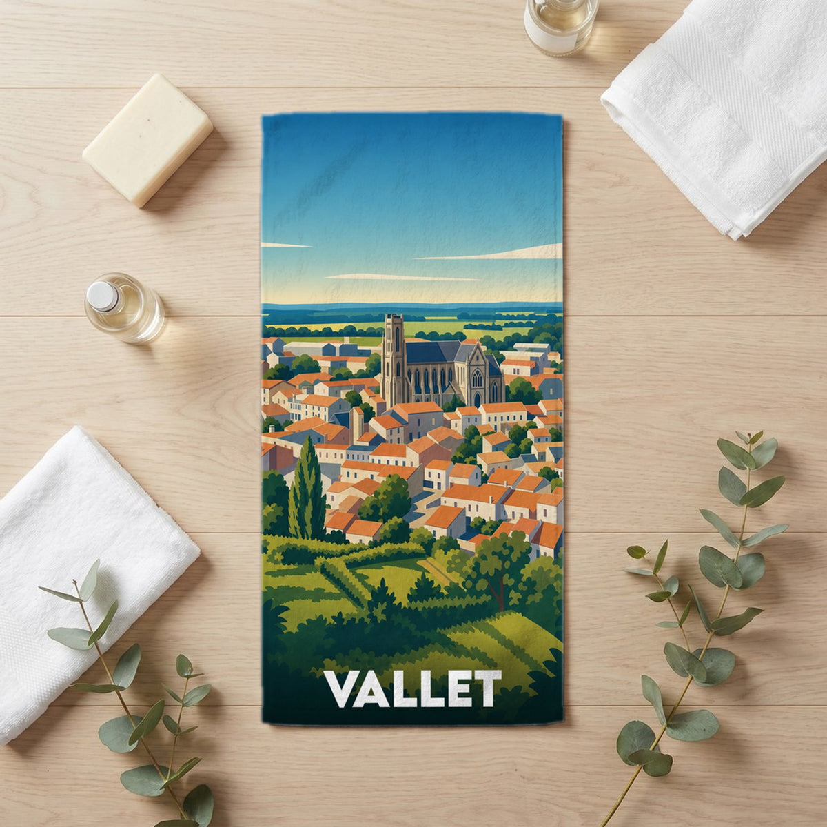 Serviette de bain 30 cm x 60 cm souvenir de Vallet