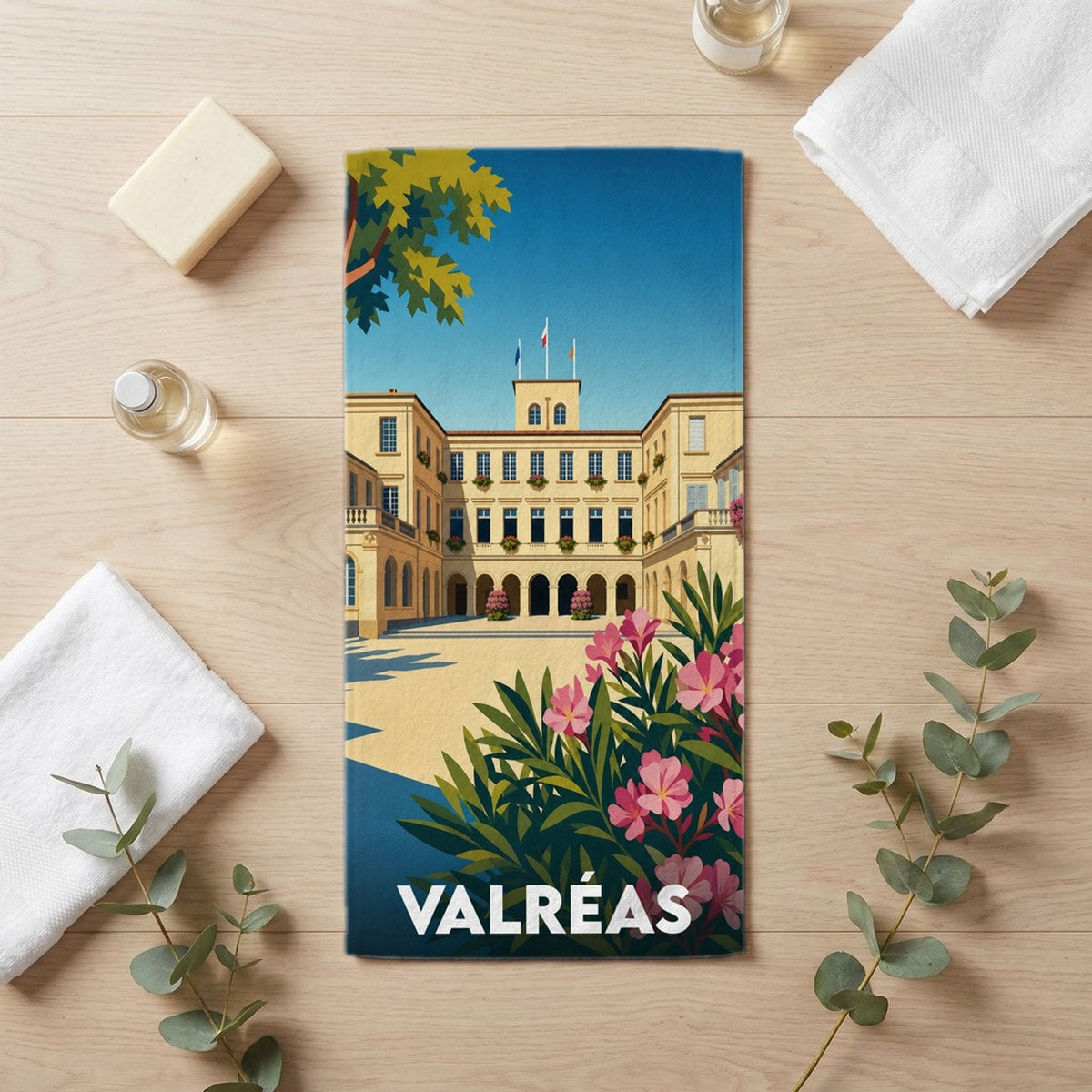 Serviette de bain 30 cm x 60 cm souvenir de Valréas