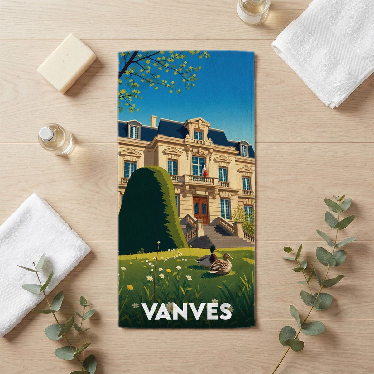 Serviette de bain 30 cm x 60 cm souvenir de Vanves