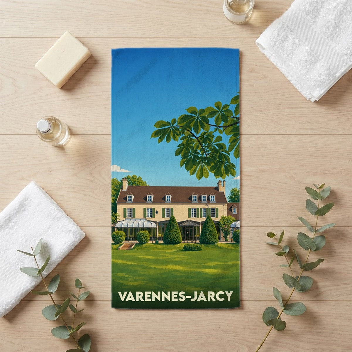 Serviette de bain 30 cm x 60 cm souvenir de Varennes-Jarcy