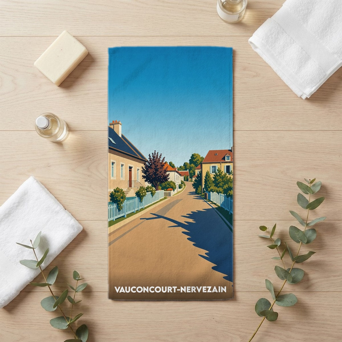 Serviette de bain 30 cm x 60 cm souvenir de Vauconcourt-Nervezain