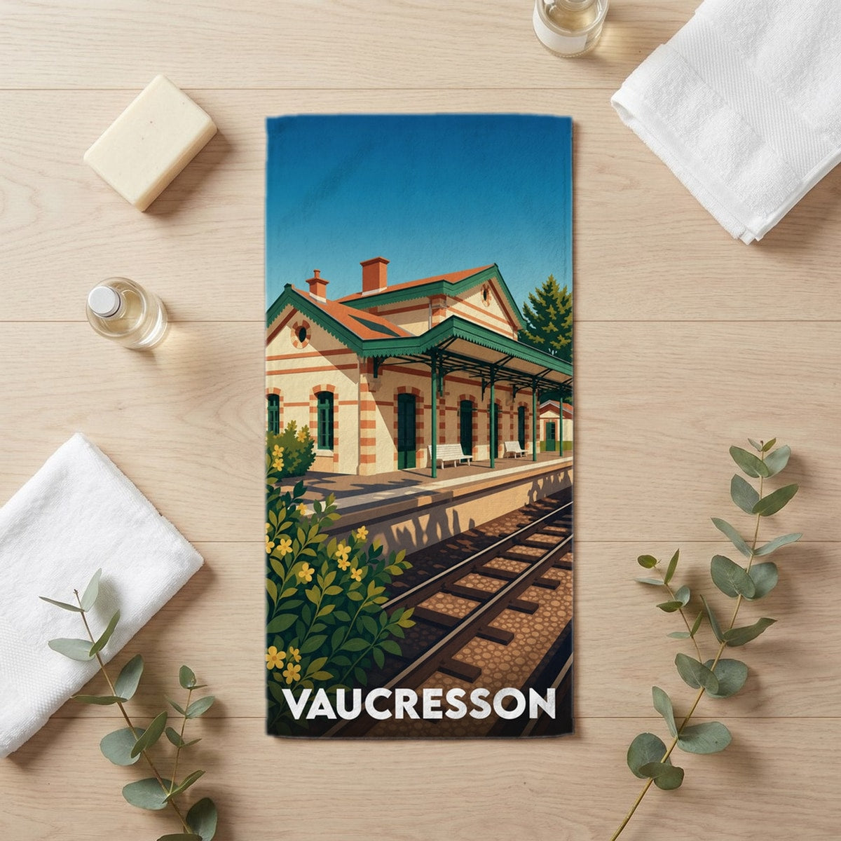Serviette de bain 30 cm x 60 cm souvenir de Vaucresson