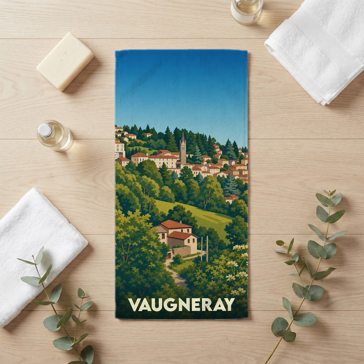 Serviette de bain 30 cm x 60 cm souvenir de Vaugneray