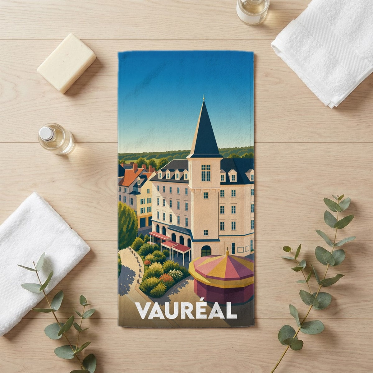 Serviette de bain 30 cm x 60 cm souvenir de Vauréal