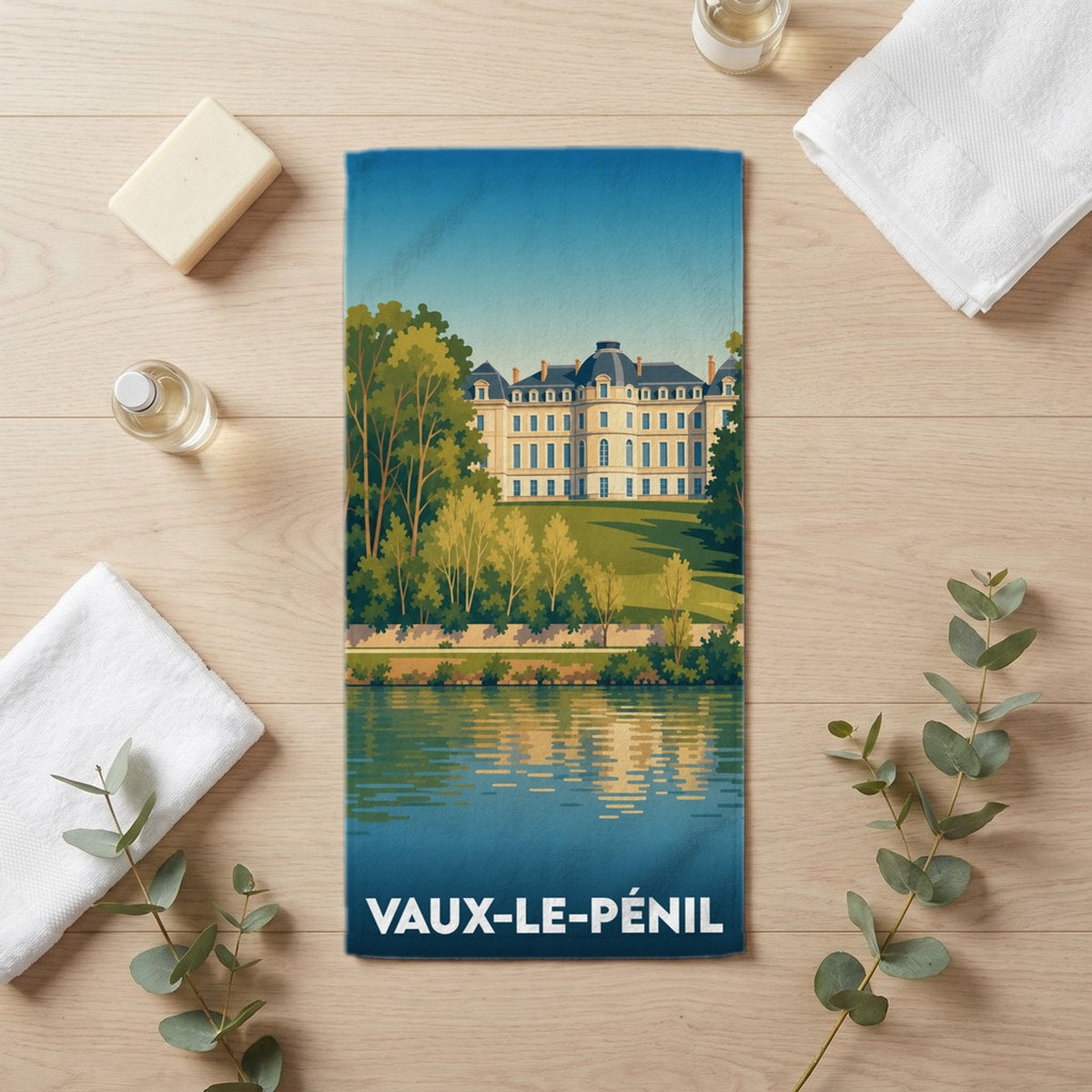 Serviette de bain 30 cm x 60 cm souvenir de Vaux-le-Pénil