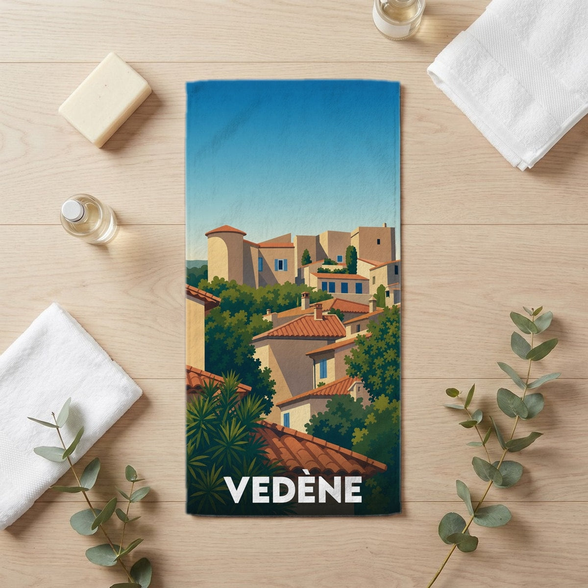 Serviette de bain 30 cm x 60 cm souvenir de Vedène