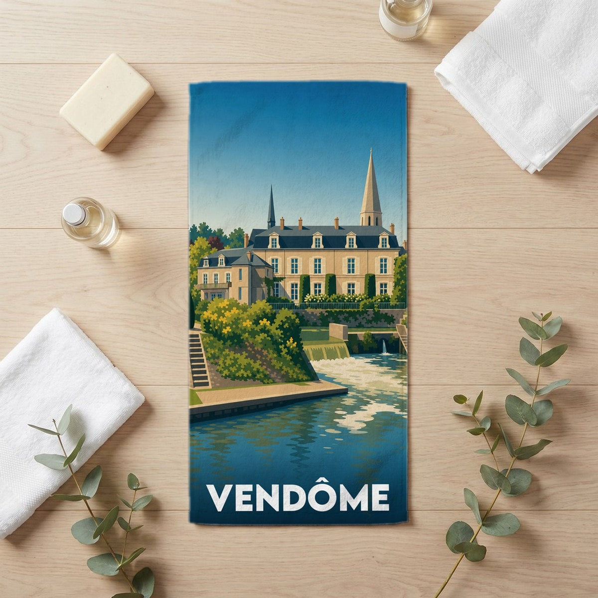 Serviette de bain 30 cm x 60 cm souvenir de Vendôme