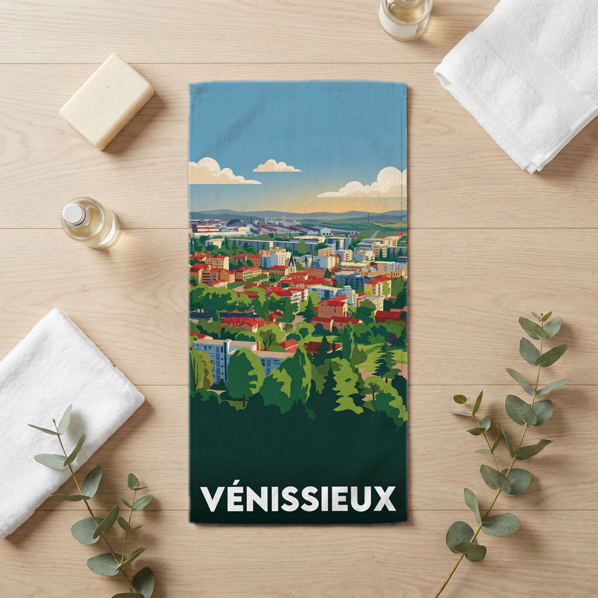 Serviette de bain 30 cm x 60 cm souvenir de Vénissieux