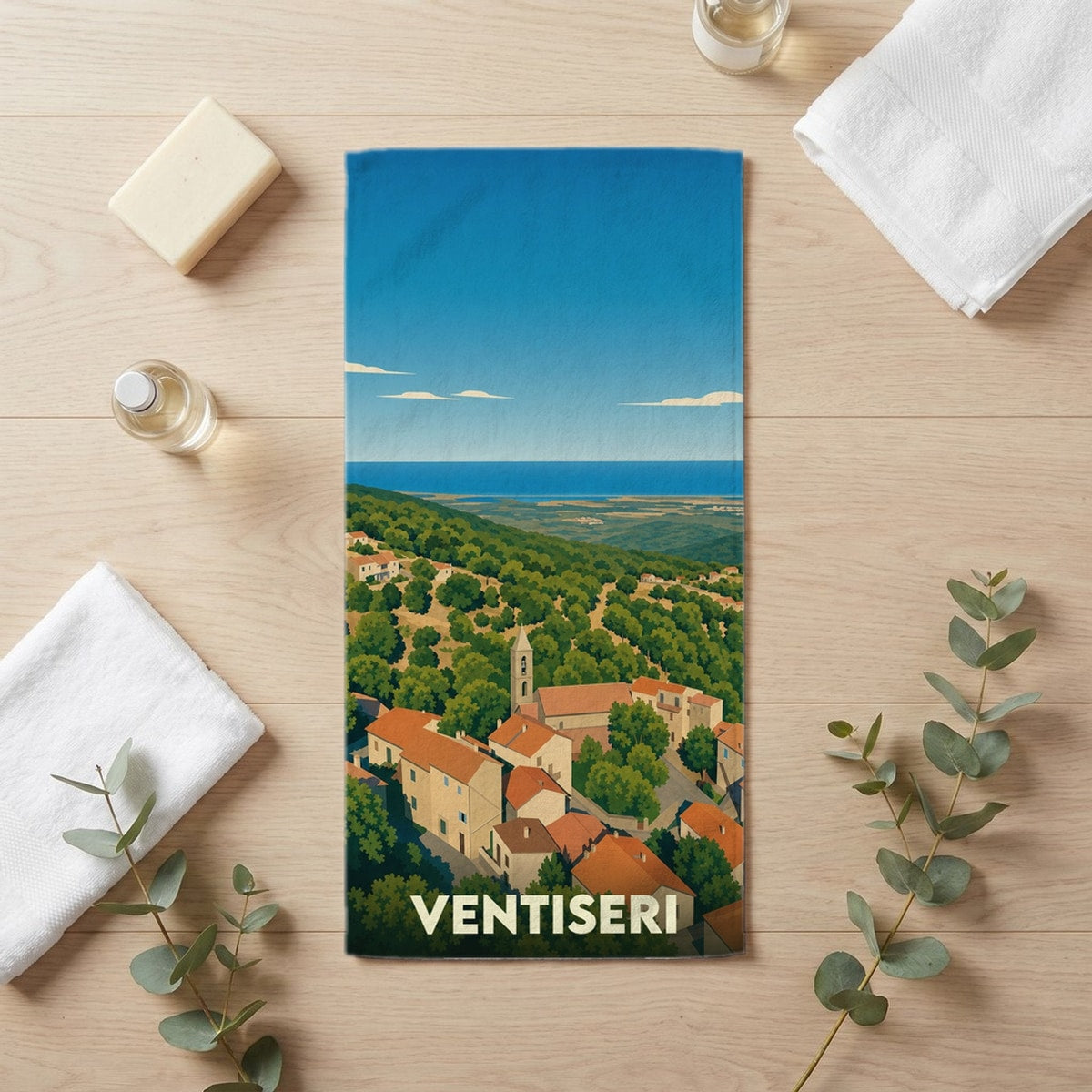Serviette de bain 30 cm x 60 cm souvenir de Ventiseri