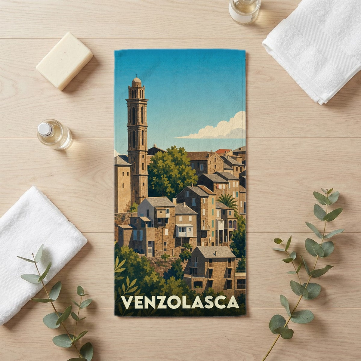 Serviette de bain 30 cm x 60 cm souvenir de Venzolasca