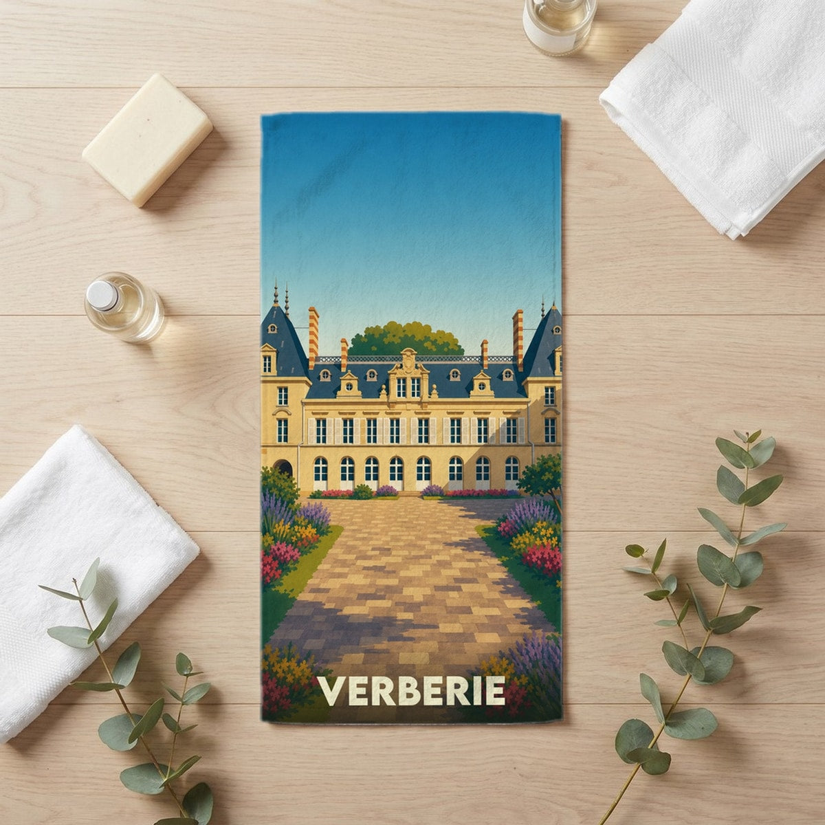 Serviette de bain 30 cm x 60 cm souvenir de Verberie