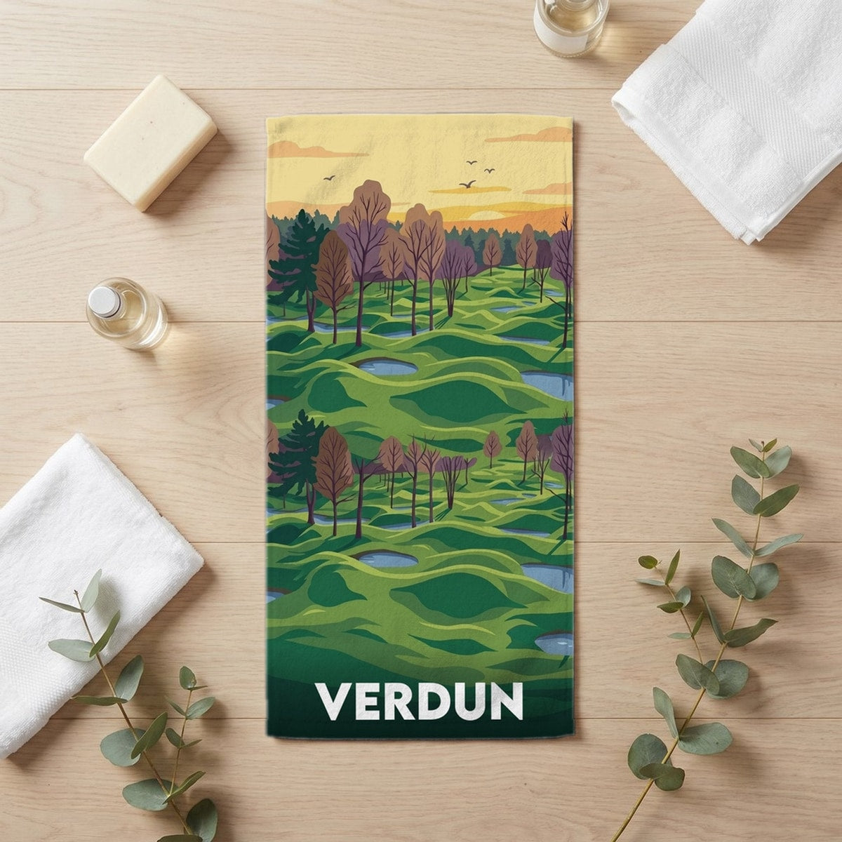 Serviette de bain 30 cm x 60 cm souvenir de Verdun