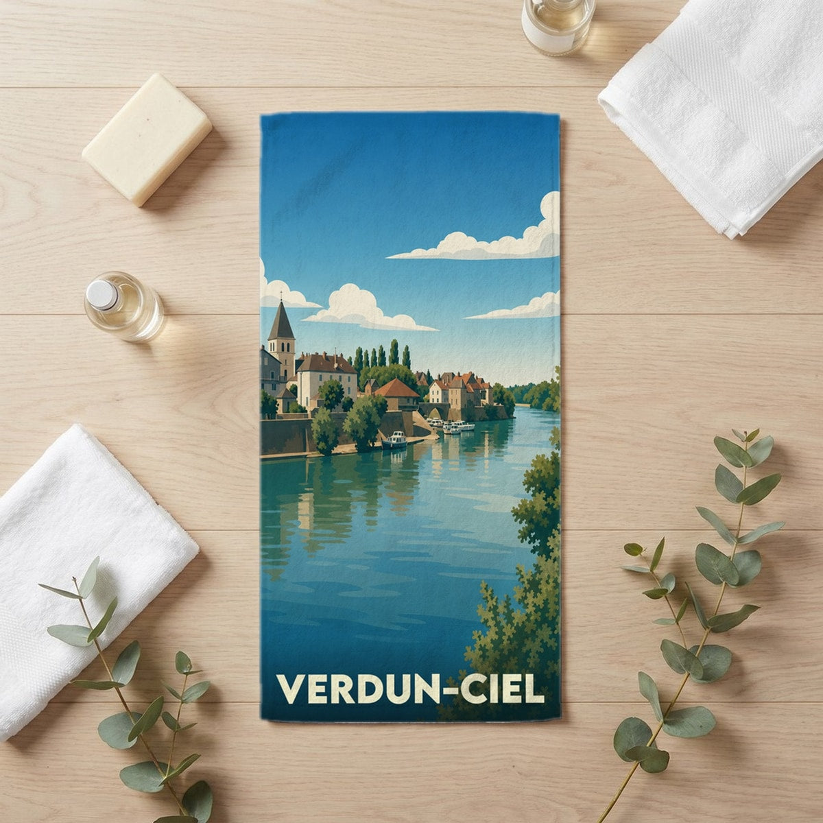 Serviette de bain 30 cm x 60 cm souvenir de Verdun-Ciel