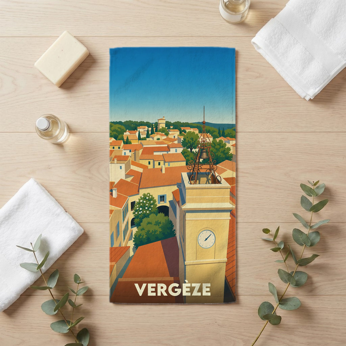Serviette de bain 30 cm x 60 cm souvenir de Vergèze