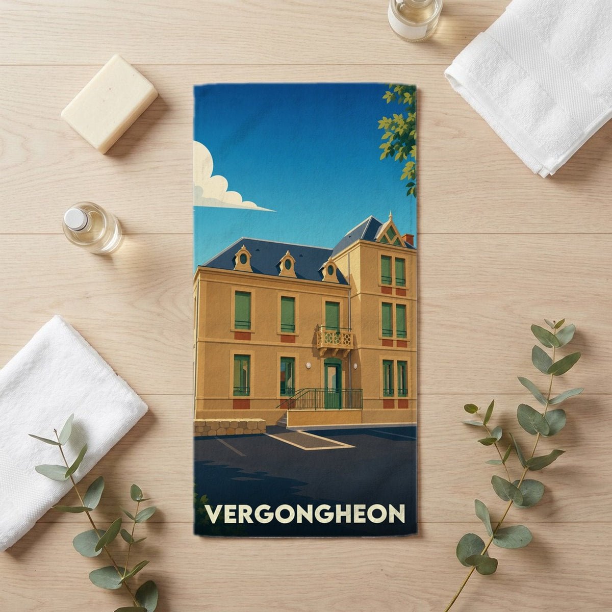 Serviette de bain 30 cm x 60 cm souvenir de Vergongheon