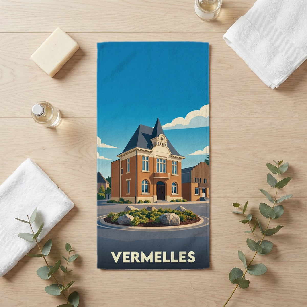 Serviette de bain 30 cm x 60 cm souvenir de Vermelles