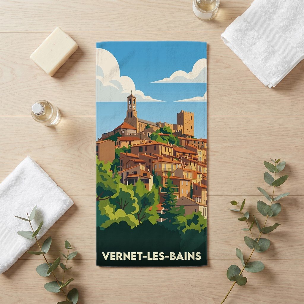Serviette de bain 30 cm x 60 cm souvenir de Vernet-les-Bains