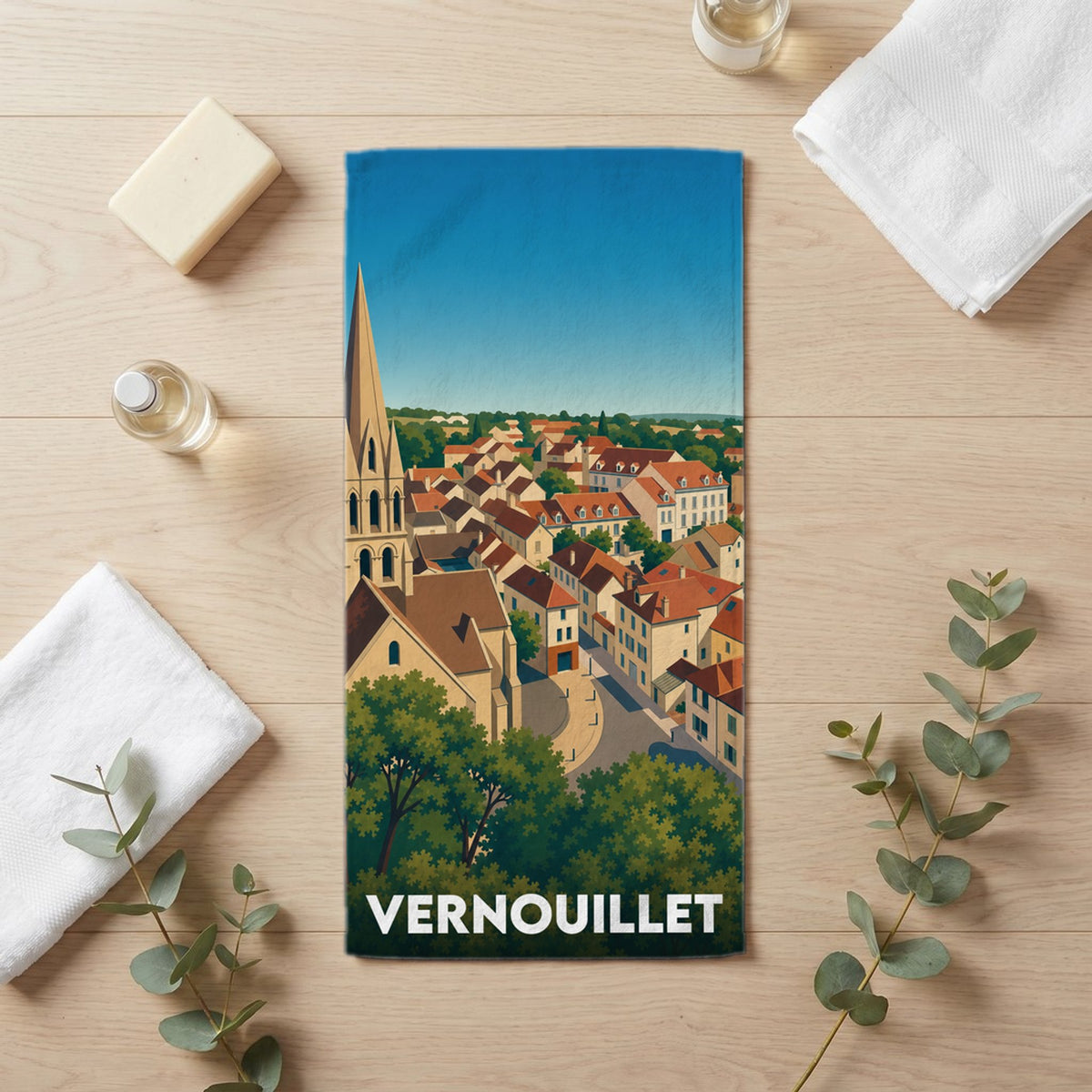 Serviette de bain 30 cm x 60 cm souvenir de Vernouillet