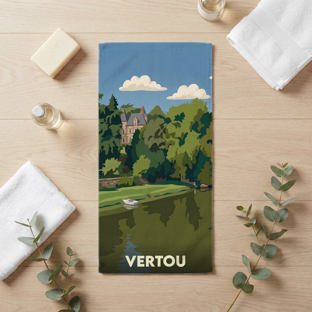 Serviette de bain 30 cm x 60 cm souvenir de Vertou