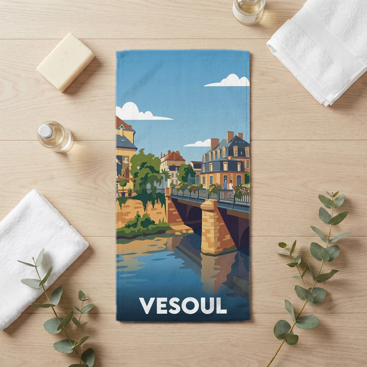 Serviette de bain 30 cm x 60 cm souvenir de Vesoul