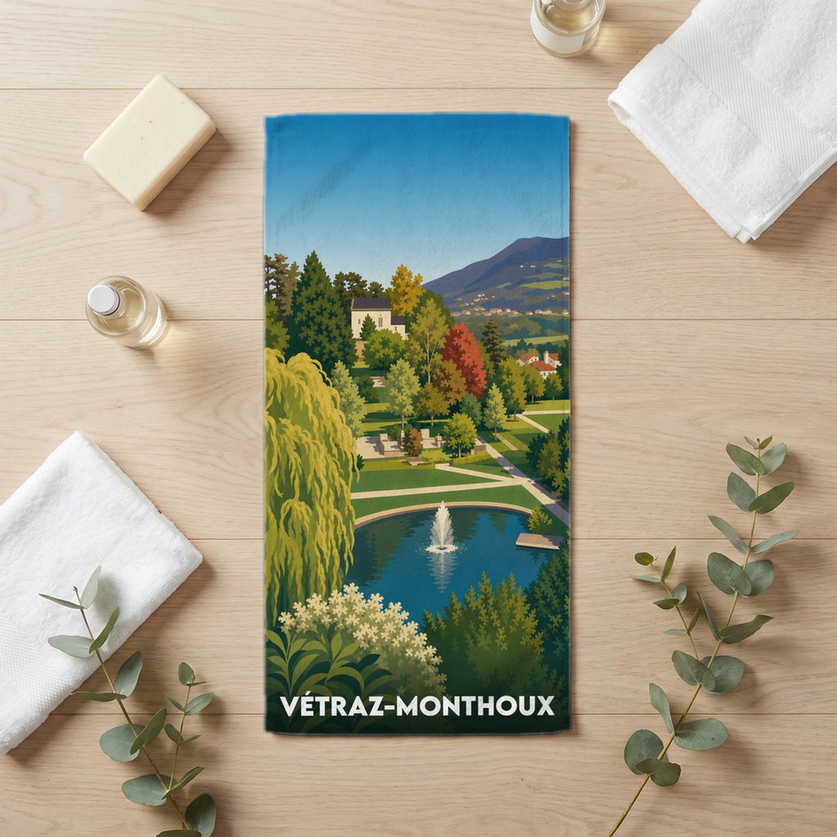 Serviette de bain 30 cm x 60 cm souvenir de Vétraz-Monthoux