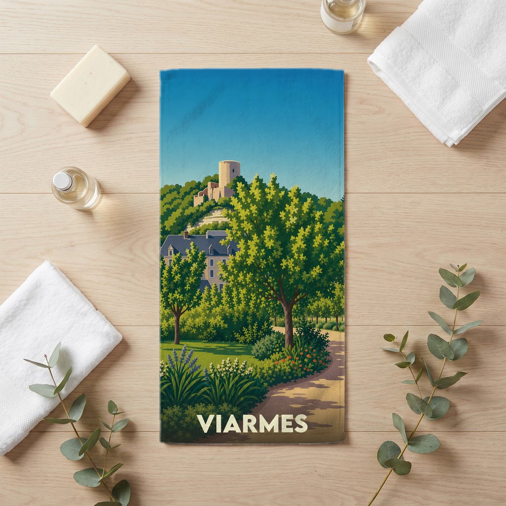 Serviette de bain 30 cm x 60 cm souvenir de Viarmes
