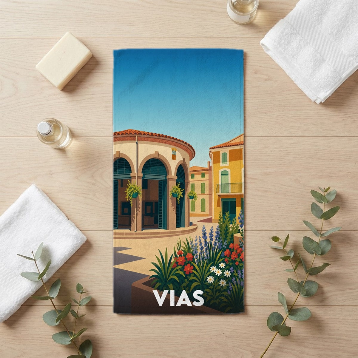 Serviette de bain 30 cm x 60 cm souvenir de Vias