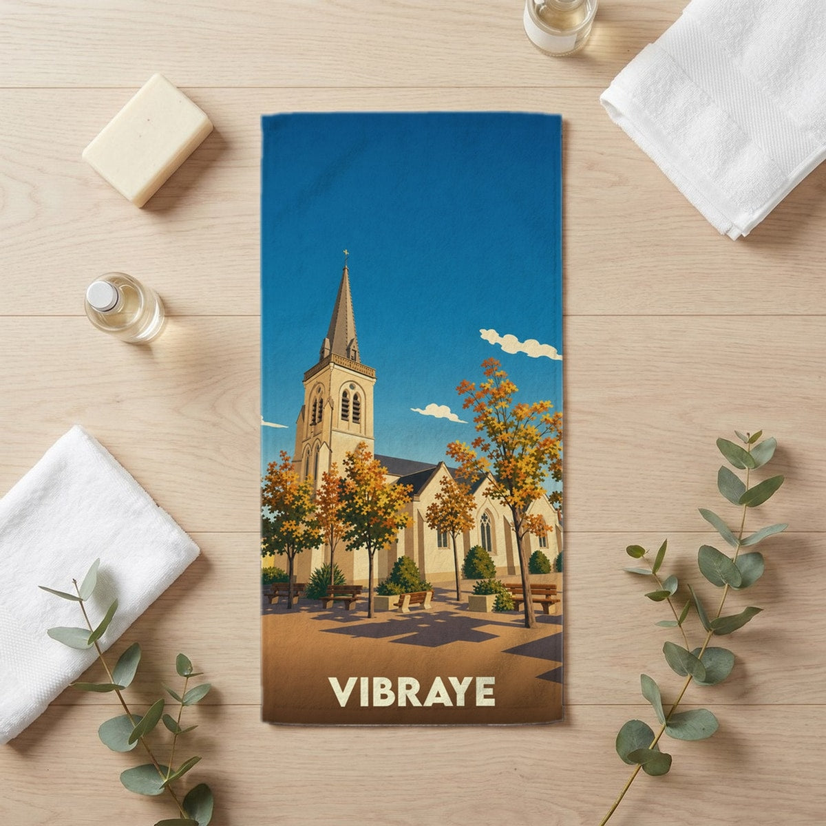 Serviette de bain 30 cm x 60 cm souvenir de Vibraye