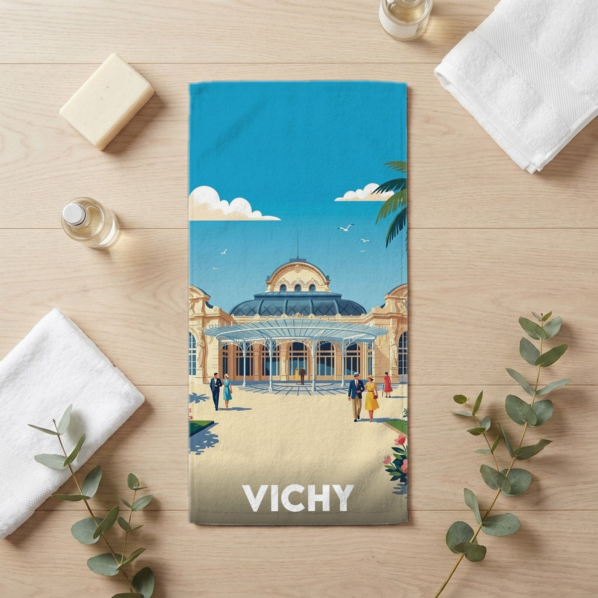 Serviette de bain 30 cm x 60 cm souvenir de Vichy