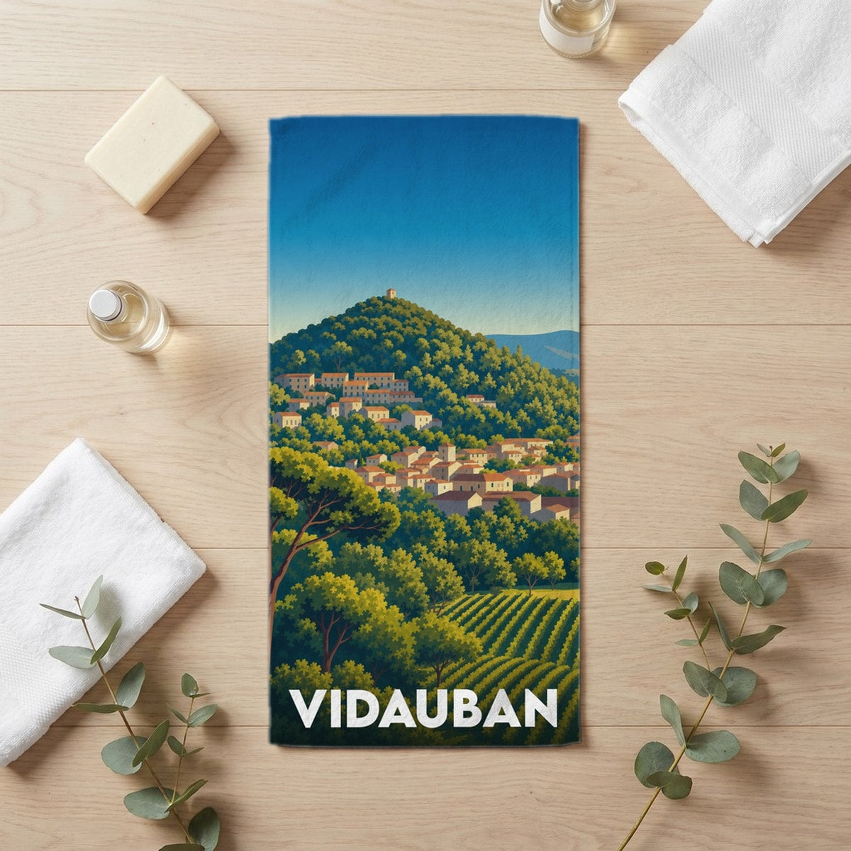Serviette de bain 30 cm x 60 cm souvenir de Vidauban