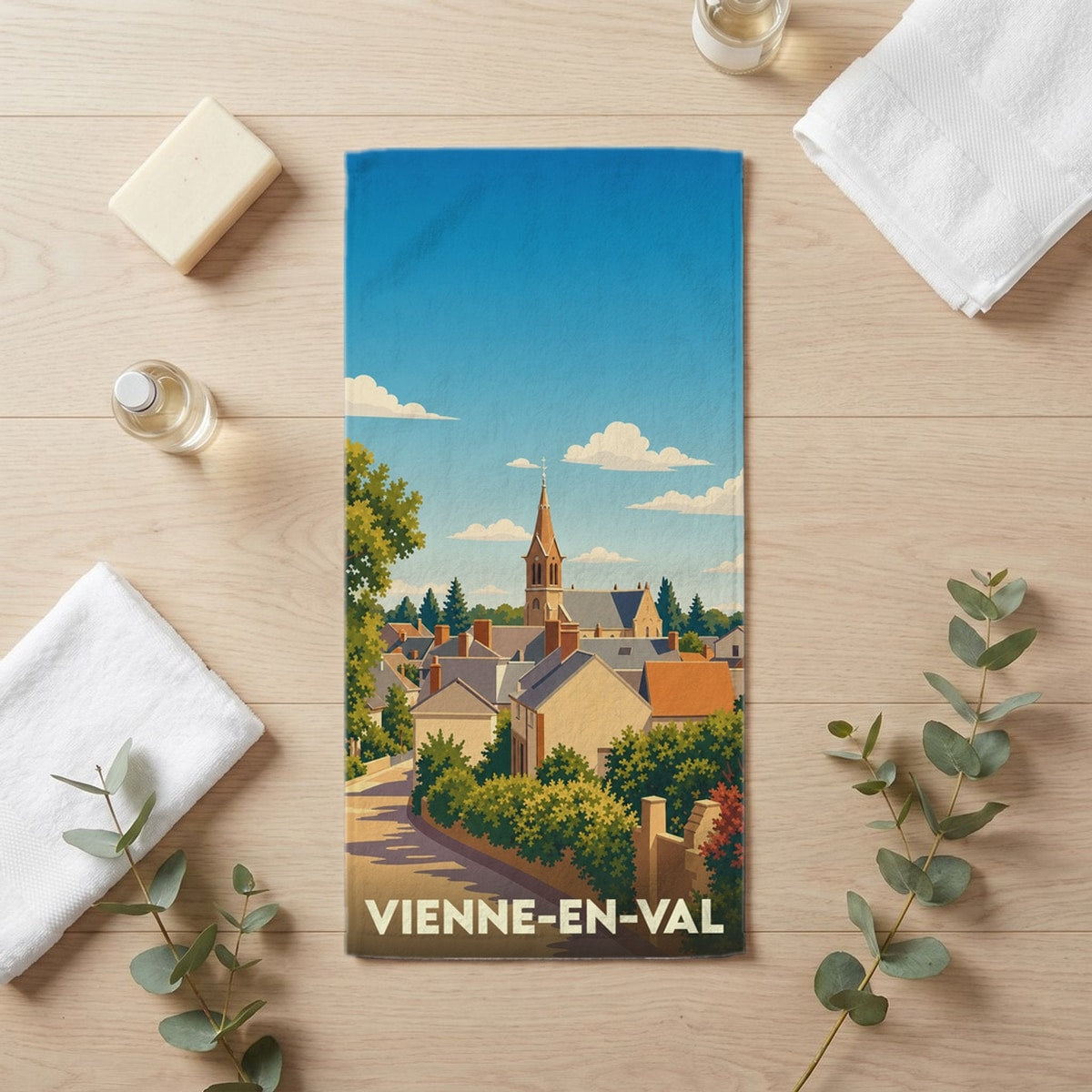 Serviette de bain 30 cm x 60 cm souvenir de Vienne-en-Val