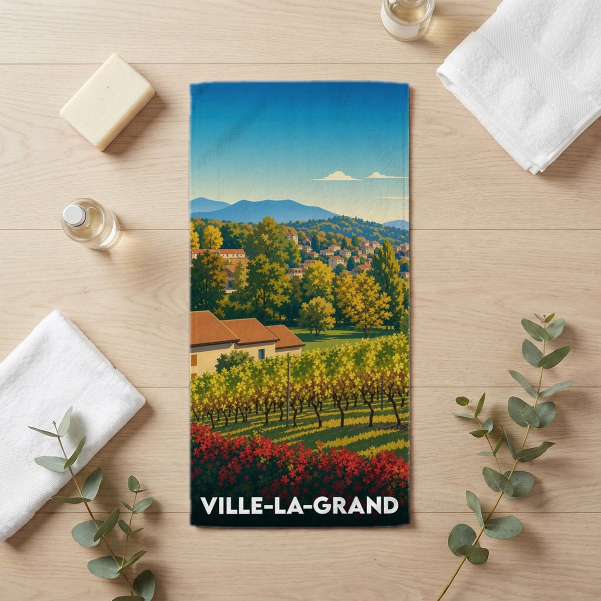 Serviette de bain 30 cm x 60 cm souvenir de Ville-la-Grand