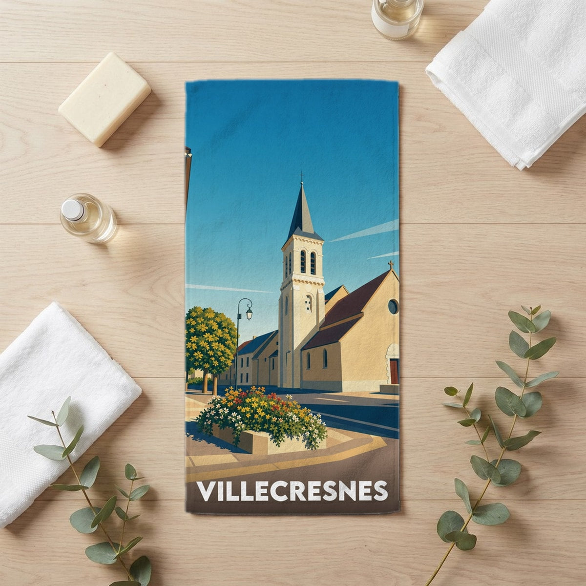 Serviette de bain 30 cm x 60 cm souvenir de Villecresnes