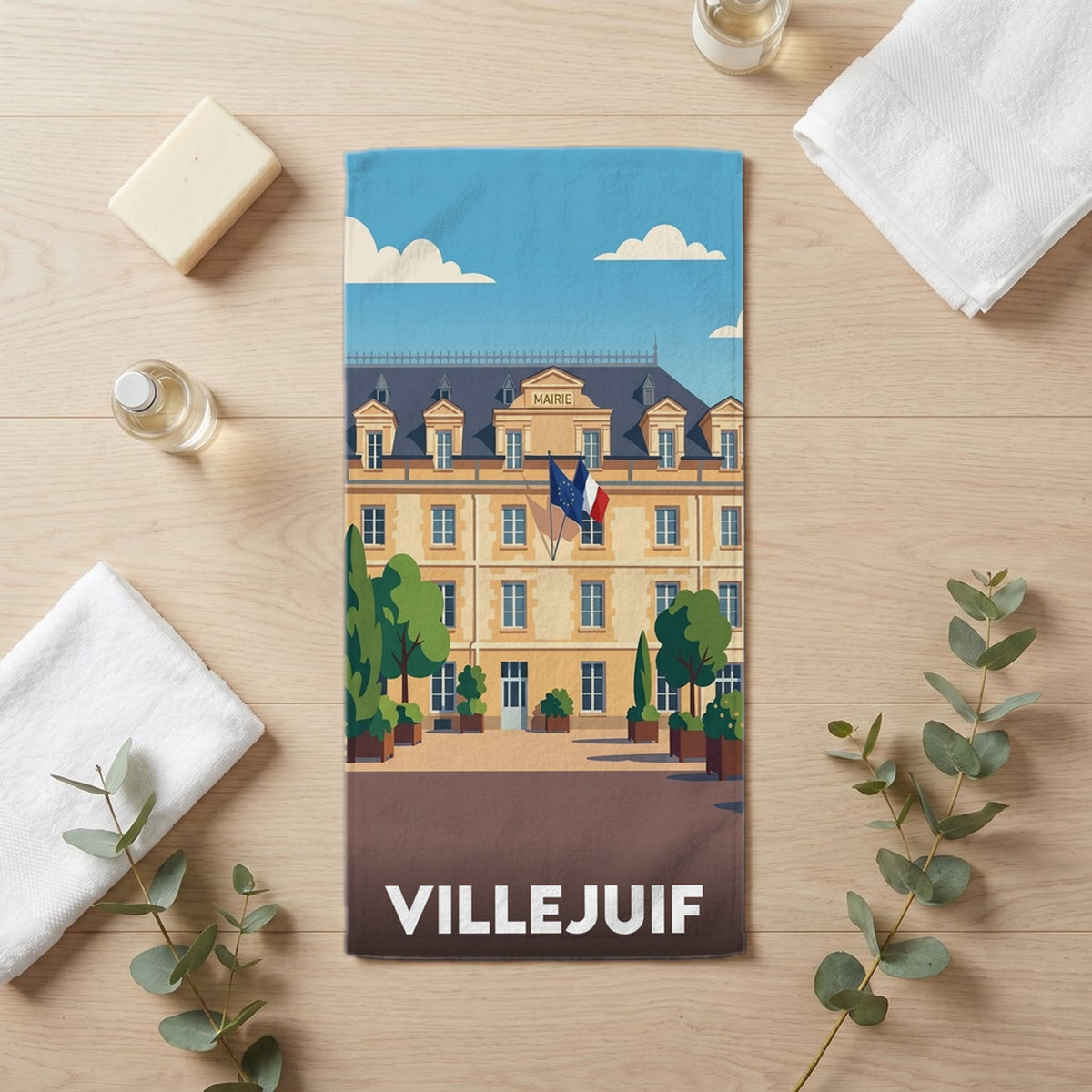 Serviette de bain 30 cm x 60 cm souvenir de Villejuif