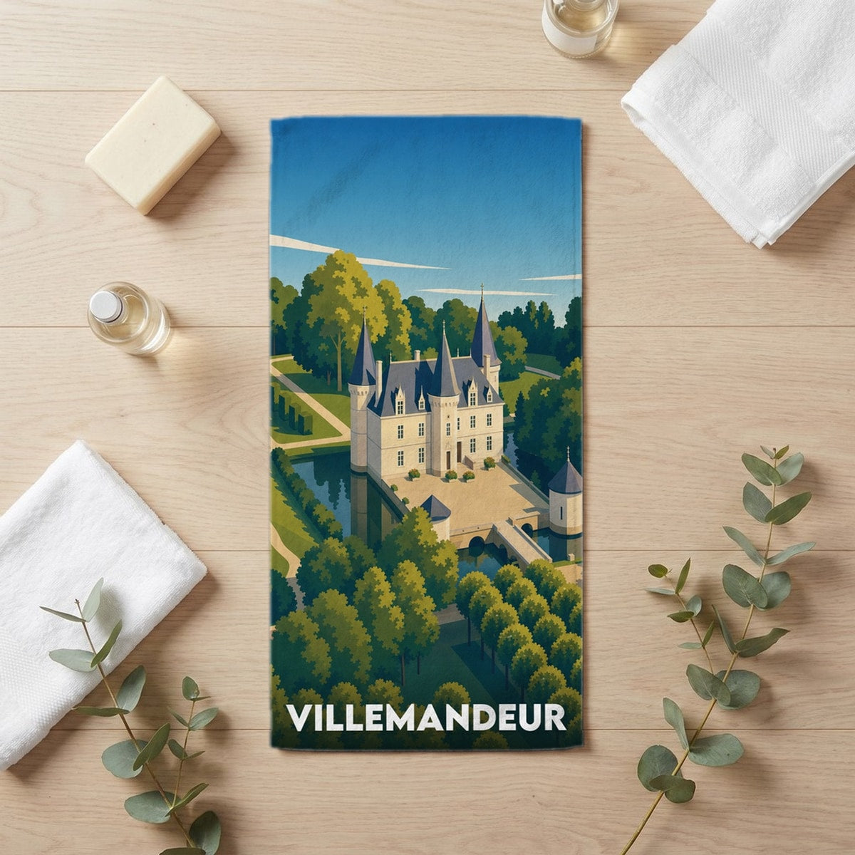 Serviette de bain 30 cm x 60 cm souvenir de Villemandeur