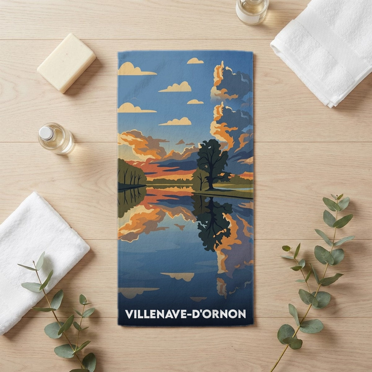 Serviette de bain 30 cm x 60 cm souvenir de Villenave-d'Ornon