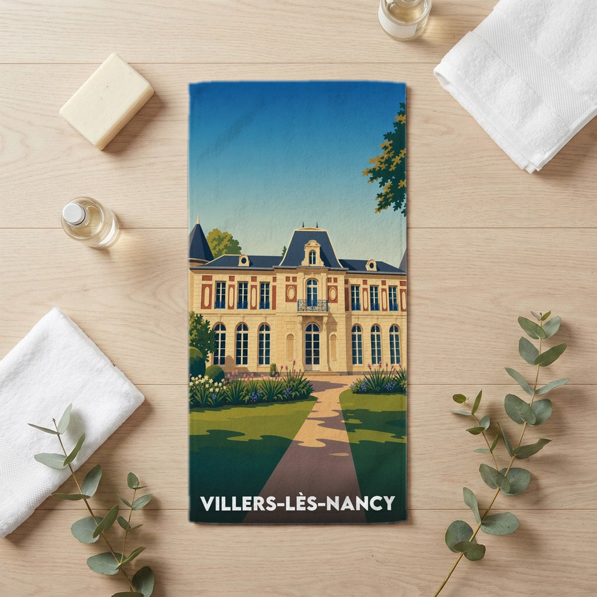 Serviette de bain 30 cm x 60 cm souvenir de Villers-lès-Nancy